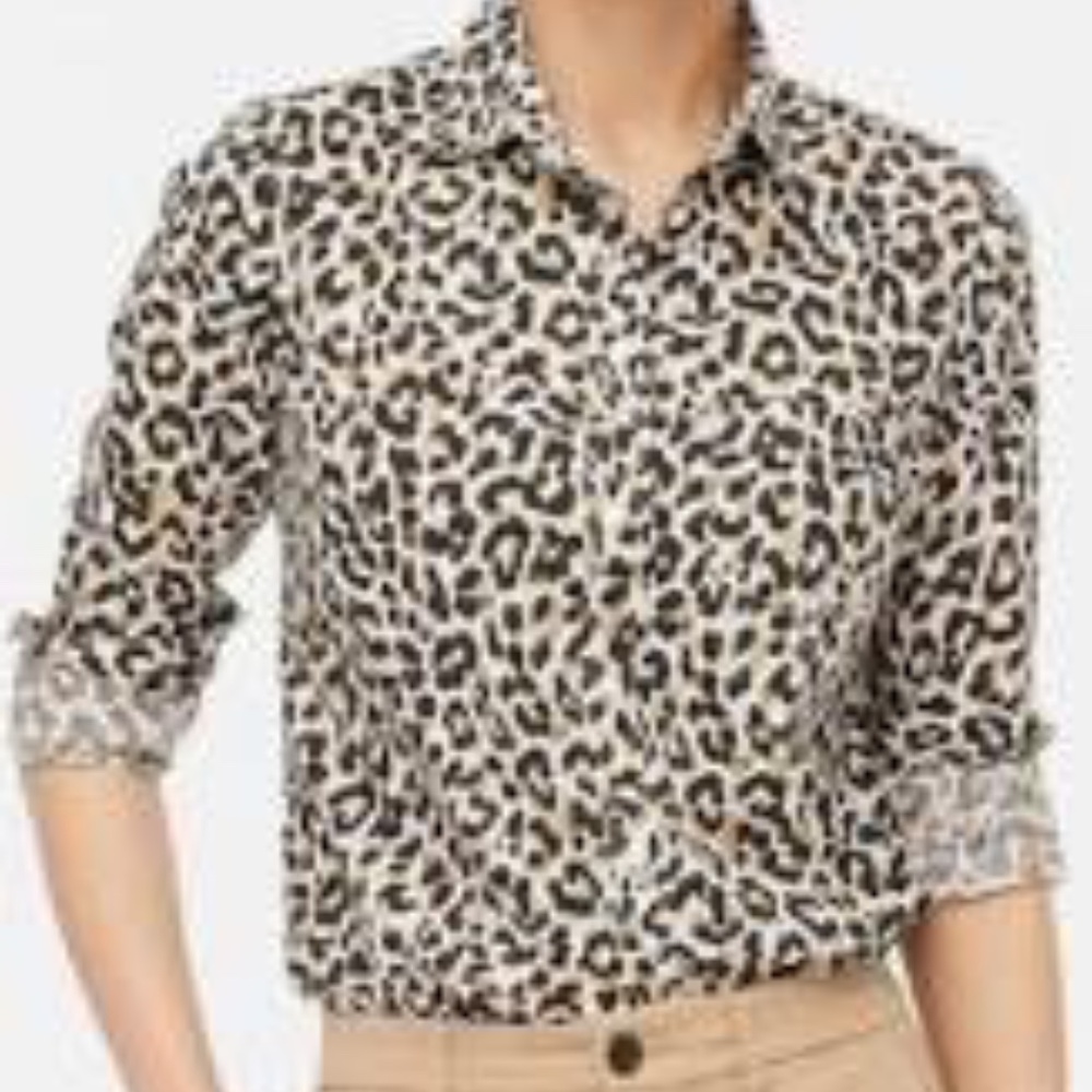 J Crew Lepoard Print Button Front Shirt